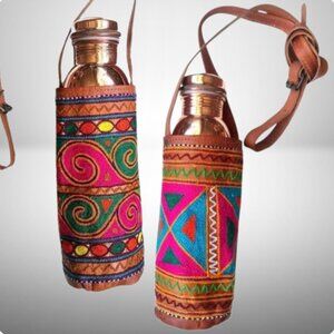 Handmade Embroidered Tamara Water Bottle Tote Carrier